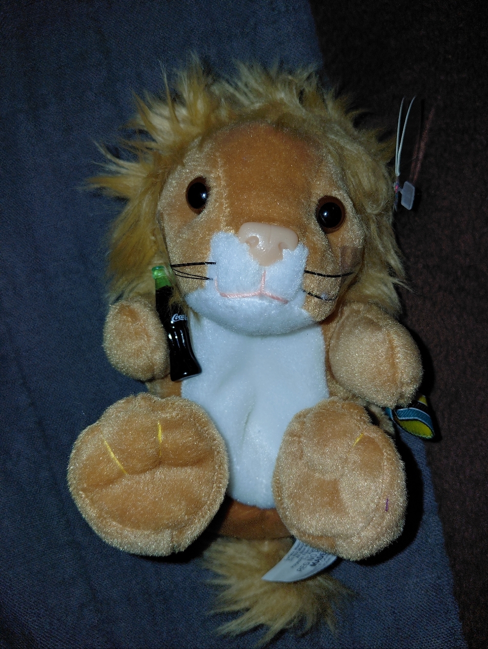 Coca Cola Plush Lion Pet Toy — Tan and White Soft Stuffed Animal